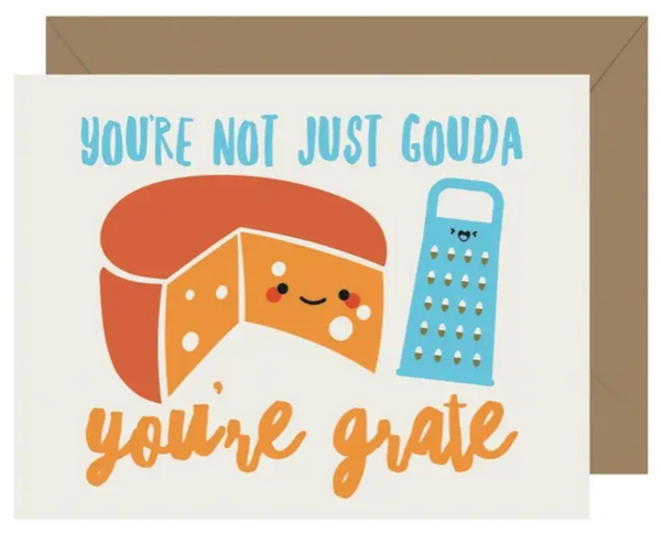 Cutie Kawaii You're Grate Letterpress Greeting Card