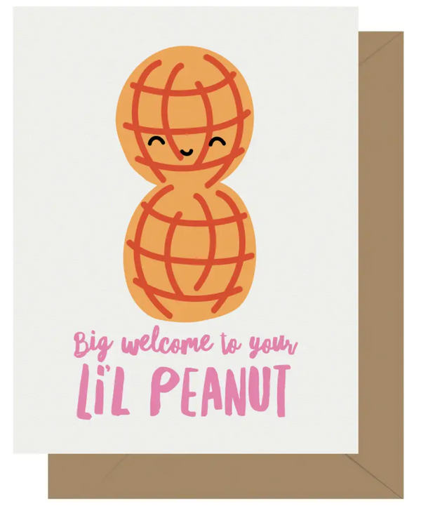 Cutie Kawaii Lil Peanut Letterpress Greeting Card