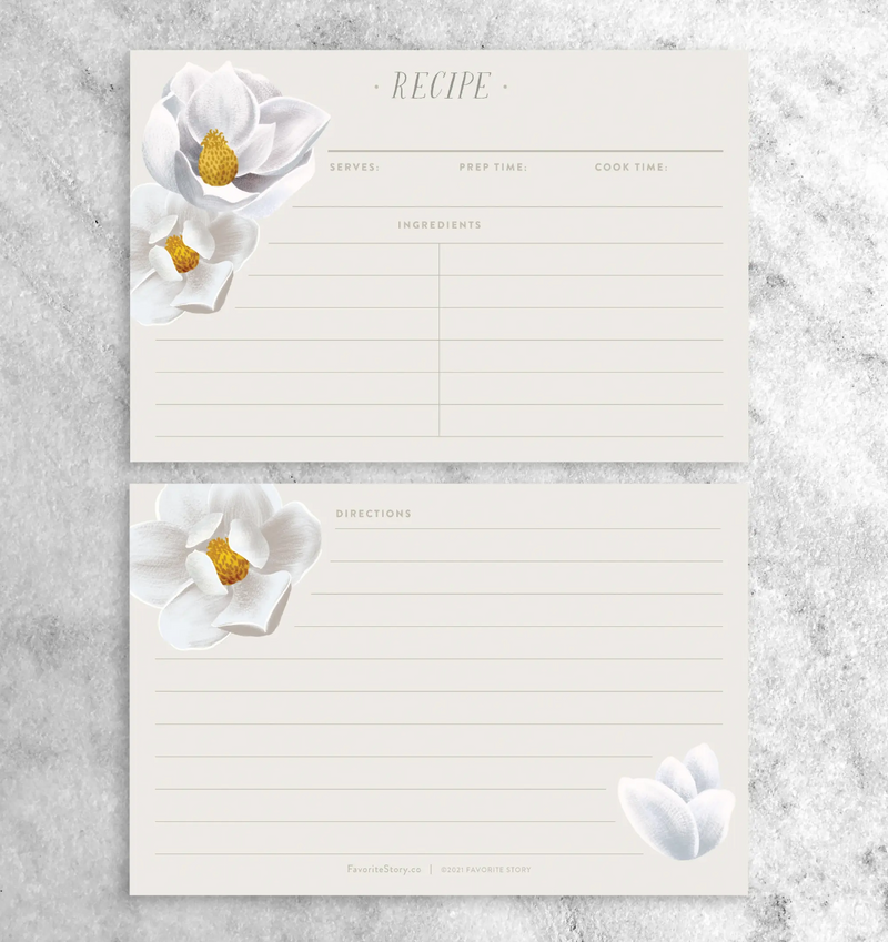 Magnolia Recipe Cards - Set of 12