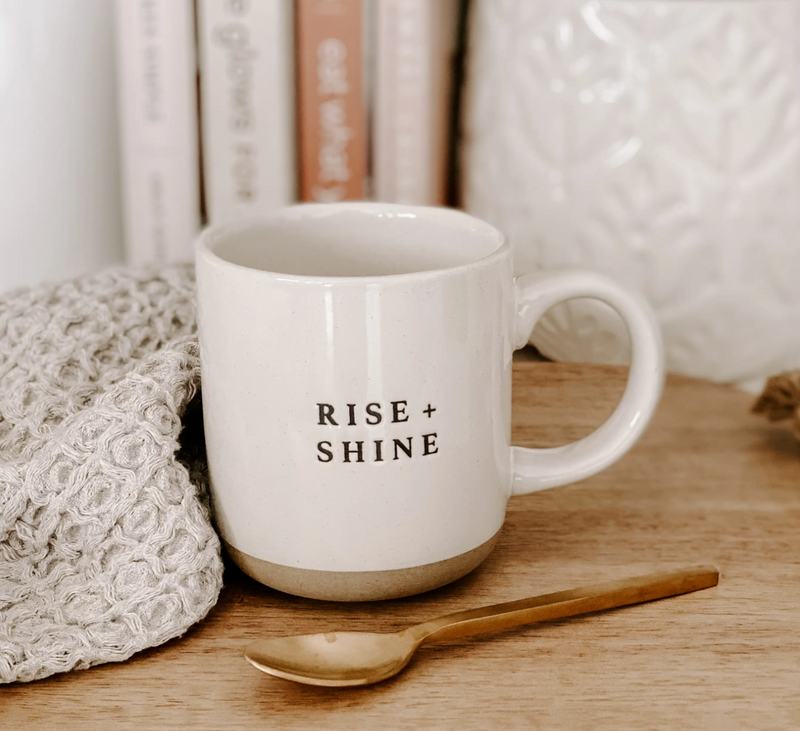 Rise and Shine - Cream Stoneware Coffee Mug - 14 oz