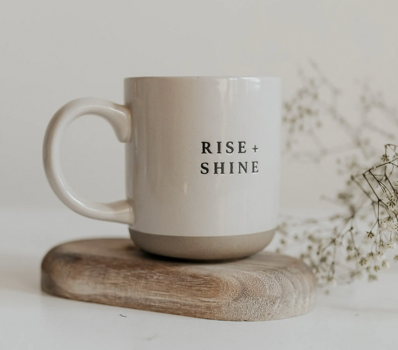 Rise and Shine - Cream Stoneware Coffee Mug - 14 oz