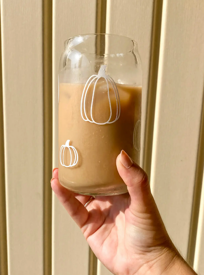 Pumpkin Can Glass Cup (16 oz)