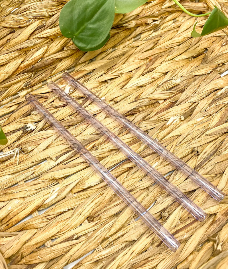Lavender Straight Reusable Glass Drinking Straw