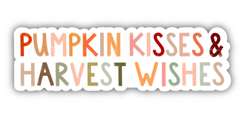 Pumpkin Kisses Harvest Wishes - Multicolor Lettering Sticker