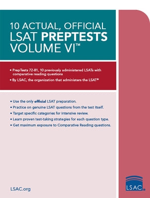 10 Actual, Official LSAT Preptests Volume VI: (Preptests 72-81) by Council, Law School Admission